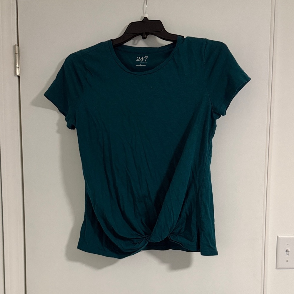 Maurices Teal Knot Front Short Sleeve Tee